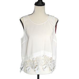 Astr Nordstrom Ivory Top with Floral Lace Bottom Size L